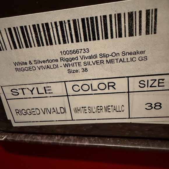 bernie mev. White and Siver Woven Slip-On Sneakers - Picture 5 of 5